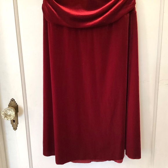 AB Studio Red Velvet Halter Dress Size XL Rushed Party Formal Valentines Day - Picture 4 of 12